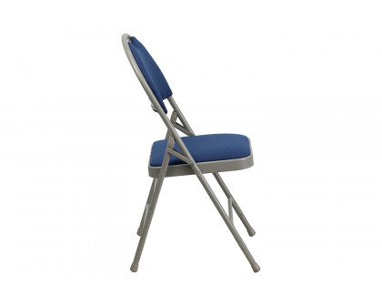 BLNK HERCULES Series Fabric Ultra-Premium Triple Braced Metal Folding Chair with Easy-Carry Handle - Navy