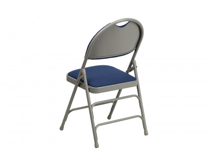 BLNK HERCULES Series Fabric Ultra-Premium Triple Braced Metal Folding Chair with Easy-Carry Handle - Navy