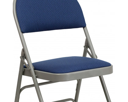 BLNK HERCULES Series Fabric Ultra-Premium Triple Braced Metal Folding Chair with Easy-Carry Handle - Navy