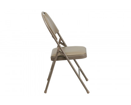 BLNK™ HERCULES Series Vinyl Ultra-Premium Triple Braced Metal Folding Chair with Easy-Carry Handle - Beige