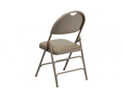 BLNK™ HERCULES Series Vinyl Ultra-Premium Triple Braced Metal Folding Chair with Easy-Carry Handle - Beige