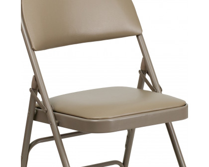 BLNK™ HERCULES Series Vinyl Ultra-Premium Triple Braced Metal Folding Chair with Easy-Carry Handle - Beige