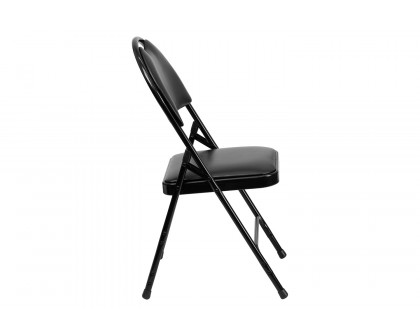 BLNK™ HERCULES Series Vinyl Ultra-Premium Triple Braced Metal Folding Chair with Easy-Carry Handle - Black