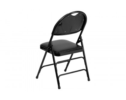 BLNK™ HERCULES Series Vinyl Ultra-Premium Triple Braced Metal Folding Chair with Easy-Carry Handle - Black