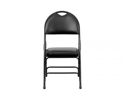 BLNK™ HERCULES Series Vinyl Ultra-Premium Triple Braced Metal Folding Chair with Easy-Carry Handle - Black