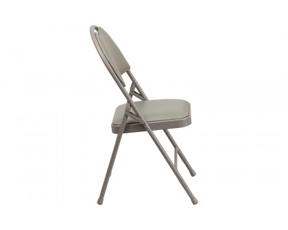 BLNK™ HERCULES Series Vinyl Ultra-Premium Triple Braced Metal Folding Chair with Easy-Carry Handle - Gray