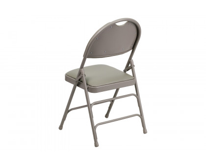 BLNK™ HERCULES Series Vinyl Ultra-Premium Triple Braced Metal Folding Chair with Easy-Carry Handle - Gray