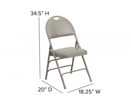 BLNK™ HERCULES Series Vinyl Ultra-Premium Triple Braced Metal Folding Chair with Easy-Carry Handle - Gray