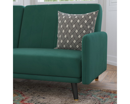 BLNK Sophia Velvet Premium Split Back Sofa Futon with Solid Wooden Legs - Emerald