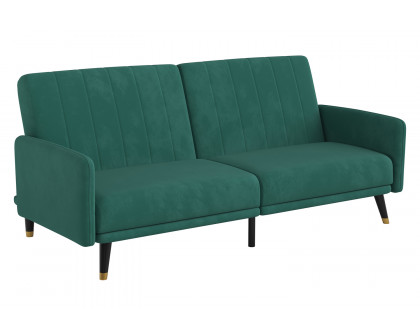 BLNK Sophia Velvet Premium Split Back Sofa Futon with Solid Wooden Legs - Emerald