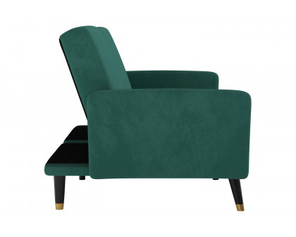 BLNK Sophia Velvet Premium Split Back Sofa Futon with Solid Wooden Legs - Emerald