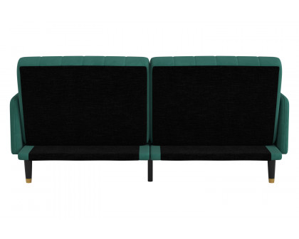 BLNK Sophia Velvet Premium Split Back Sofa Futon with Solid Wooden Legs - Emerald