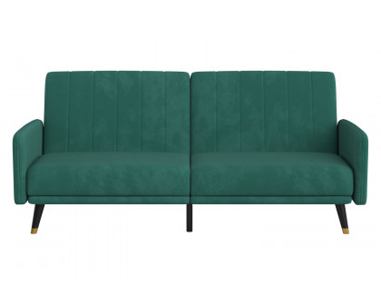 BLNK Sophia Velvet Premium Split Back Sofa Futon with Solid Wooden Legs - Emerald