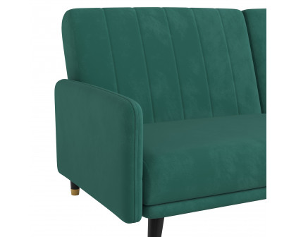 BLNK Sophia Velvet Premium Split Back Sofa Futon with Solid Wooden Legs - Emerald