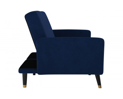 BLNK Sophia Velvet Premium Split Back Sofa Futon with Solid Wooden Legs - Navy