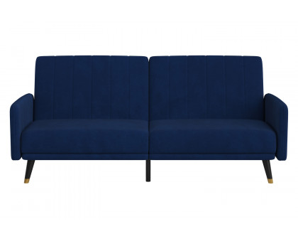 BLNK Sophia Velvet Premium Split Back Sofa Futon with Solid Wooden Legs - Navy