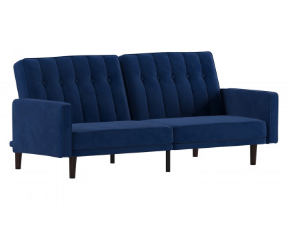 BLNK Carter Velvet Premium Tufted Split Back Sofa Futon with Solid Wooden Legs - Navy