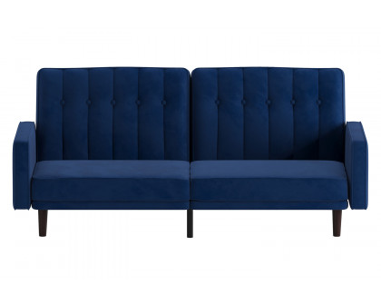 BLNK Carter Velvet Premium Tufted Split Back Sofa Futon with Solid Wooden Legs - Navy