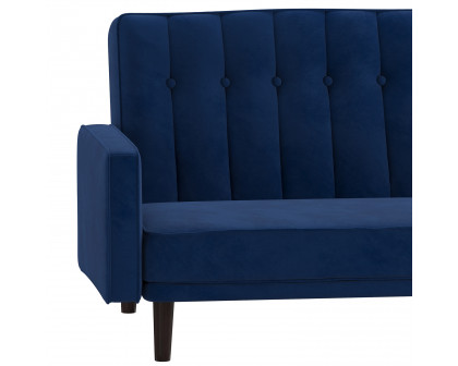 BLNK Carter Velvet Premium Tufted Split Back Sofa Futon with Solid Wooden Legs - Navy