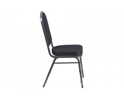 BLNK™ HERCULES Series Fabric Crown Back Stacking Banquet Chair with Silver Vein Frame - Black Patterned