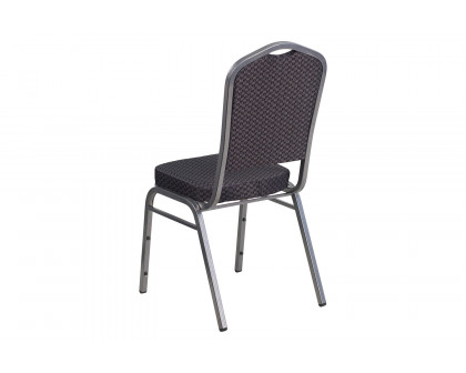 BLNK™ HERCULES Series Fabric Crown Back Stacking Banquet Chair with Silver Vein Frame - Black Patterned