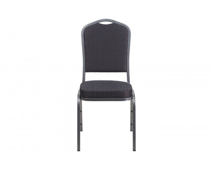 BLNK™ HERCULES Series Fabric Crown Back Stacking Banquet Chair with Silver Vein Frame - Black Patterned