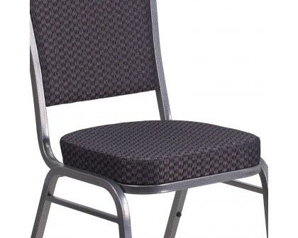 BLNK™ HERCULES Series Fabric Crown Back Stacking Banquet Chair with Silver Vein Frame - Black Patterned