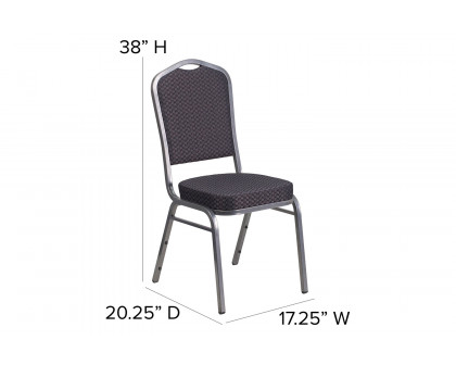 BLNK™ HERCULES Series Fabric Crown Back Stacking Banquet Chair with Silver Vein Frame - Black Patterned