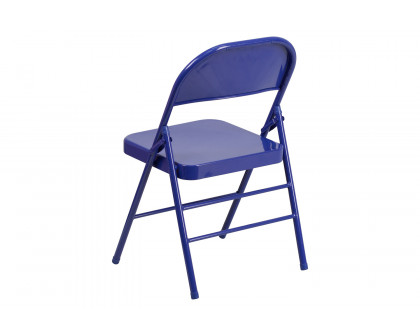 BLNK HERCULES COLORBURST Series Metal Triple Braced and Double Hinged Folding Chair - Cobalt Blue