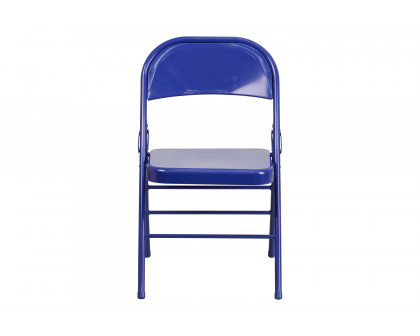 BLNK HERCULES COLORBURST Series Metal Triple Braced and Double Hinged Folding Chair - Cobalt Blue