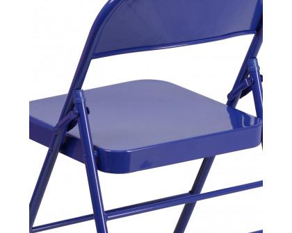 BLNK HERCULES COLORBURST Series Metal Triple Braced and Double Hinged Folding Chair - Cobalt Blue