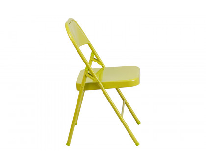 BLNK HERCULES COLORBURST Series Metal Triple Braced and Double Hinged Folding Chair - Twisted Citron