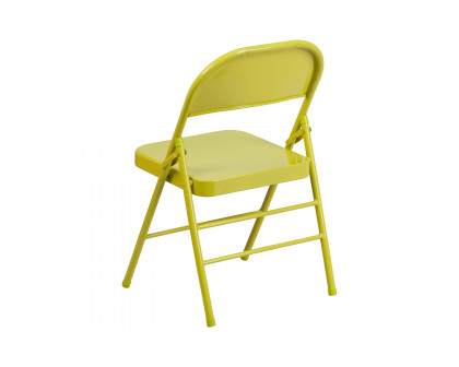 BLNK HERCULES COLORBURST Series Metal Triple Braced and Double Hinged Folding Chair - Twisted Citron