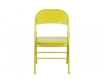 BLNK HERCULES COLORBURST Series Metal Triple Braced and Double Hinged Folding Chair - Twisted Citron