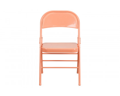 BLNK™ HERCULES COLORBURST Series Metal Triple Braced and Double Hinged Folding Chair - Sedona Coral