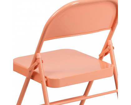 BLNK™ HERCULES COLORBURST Series Metal Triple Braced and Double Hinged Folding Chair - Sedona Coral