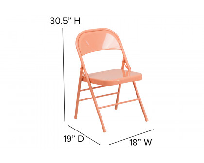 BLNK™ HERCULES COLORBURST Series Metal Triple Braced and Double Hinged Folding Chair - Sedona Coral