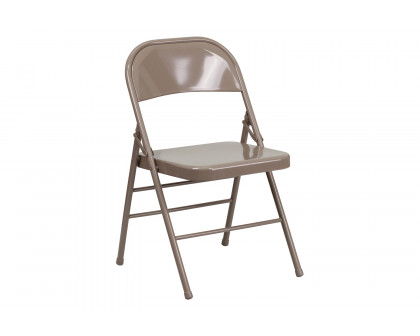 BLNK HERCULES Series Triple Braced and Double Hinged Metal Folding Chair - Beige