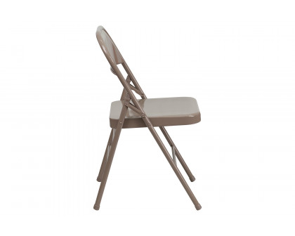 BLNK HERCULES Series Triple Braced and Double Hinged Metal Folding Chair - Beige