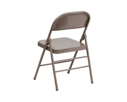 BLNK HERCULES Series Triple Braced and Double Hinged Metal Folding Chair - Beige