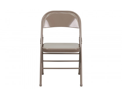 BLNK HERCULES Series Triple Braced and Double Hinged Metal Folding Chair - Beige