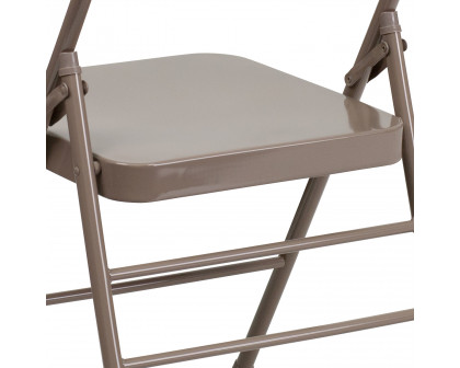 BLNK HERCULES Series Triple Braced and Double Hinged Metal Folding Chair - Beige