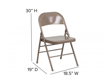 BLNK HERCULES Series Triple Braced and Double Hinged Metal Folding Chair - Beige