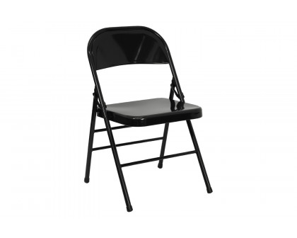 BLNK™ HERCULES Series Triple Braced and Double Hinged Metal Folding Chair - Black