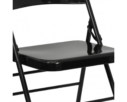 BLNK™ HERCULES Series Triple Braced and Double Hinged Metal Folding Chair - Black