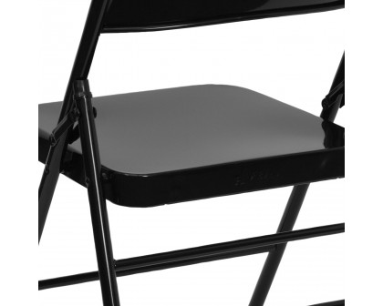 BLNK™ HERCULES Series Triple Braced and Double Hinged Metal Folding Chair - Black