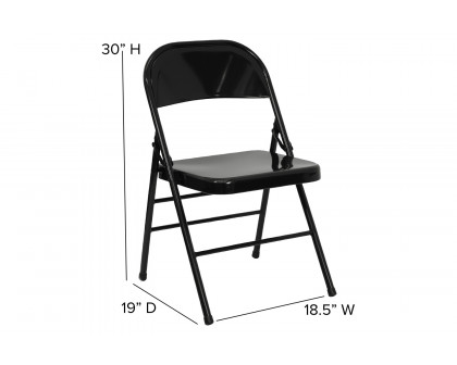 BLNK™ HERCULES Series Triple Braced and Double Hinged Metal Folding Chair - Black