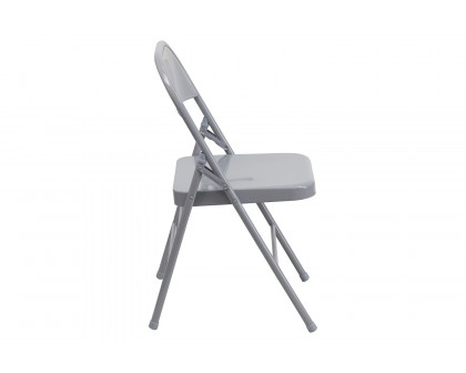 BLNK HERCULES Series Triple Braced and Double Hinged Metal Folding Chair - Gray