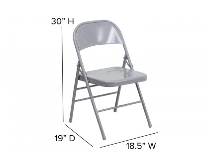 BLNK HERCULES Series Triple Braced and Double Hinged Metal Folding Chair - Gray