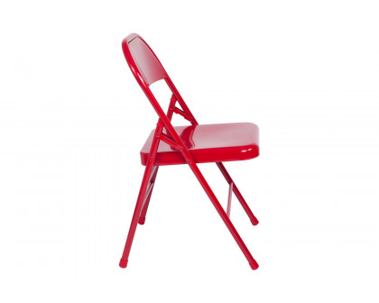 BLNK™ HERCULES Series Triple Braced and Double Hinged Metal Folding Chair - Red